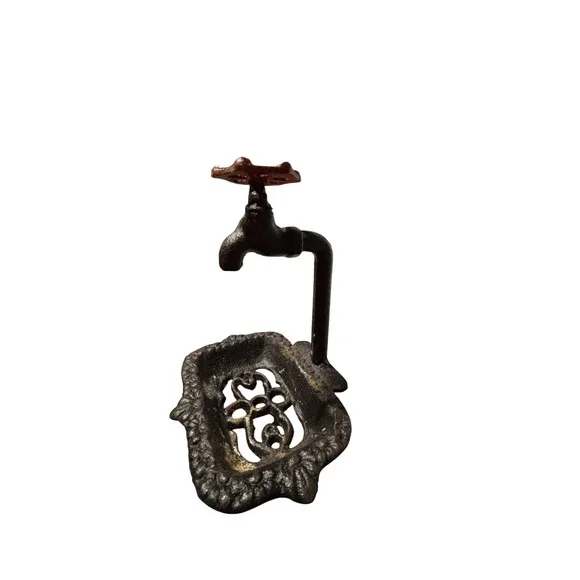 Vintage‎ Cast Iron Soap Dish Rustic Faucet Design Bathroom Decor - Picture 2 of 4